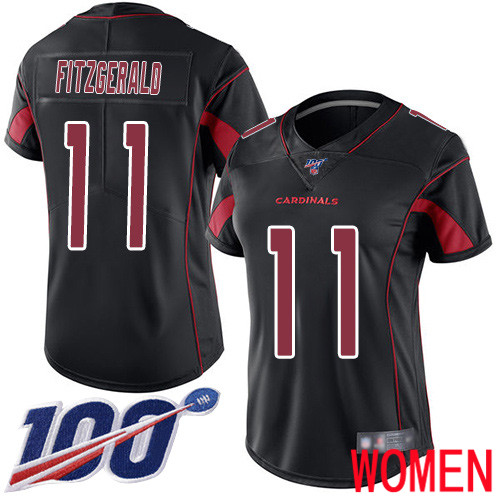 Arizona Cardinals Limited Black Women Larry Fitzgerald Jersey NFL Football #11 100th Season Rush Vapor Untouchable->women nfl jersey->Women Jersey
